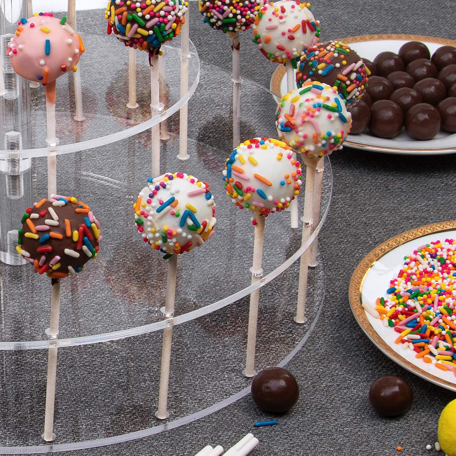 Factory wholesale 30 Hole Assembly cake Candy decorating supplies Acrylic Cake Pop Display Stand for Weddings, Birthday Parties