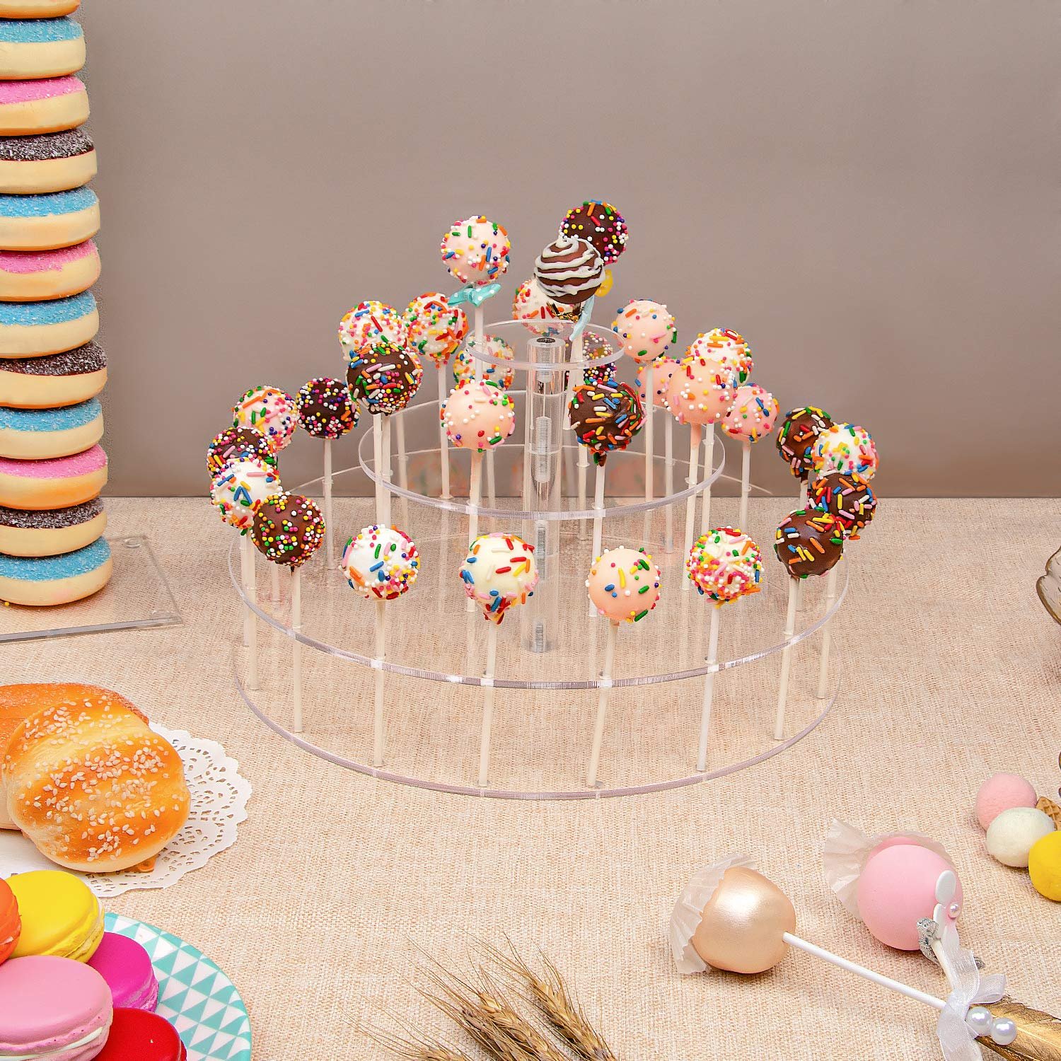 Factory wholesale 30 Hole Assembly cake Candy decorating supplies Acrylic Cake Pop Display Stand for Weddings, Birthday Parties