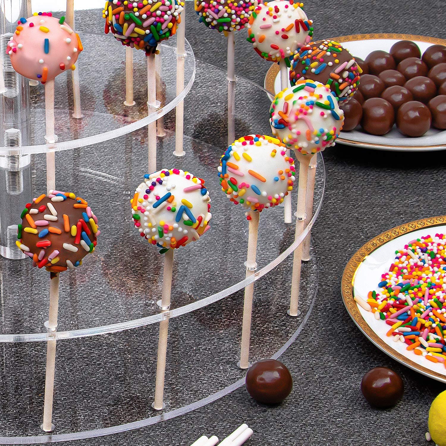 Factory wholesale 30 Hole Assembly cake Candy decorating supplies Acrylic Cake Pop Display Stand for Weddings, Birthday Parties