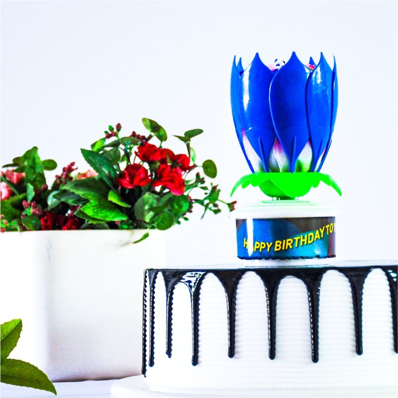 Creative Lotus Music Birthday Cake Spinning Candle OEM Children Birthday Party Spinning Lotus Candle Custom Decoration Supplies