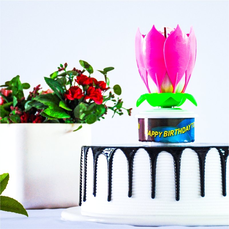 Creative Lotus Music Birthday Cake Spinning Candle OEM Children Birthday Party Spinning Lotus Candle Custom Decoration Supplies