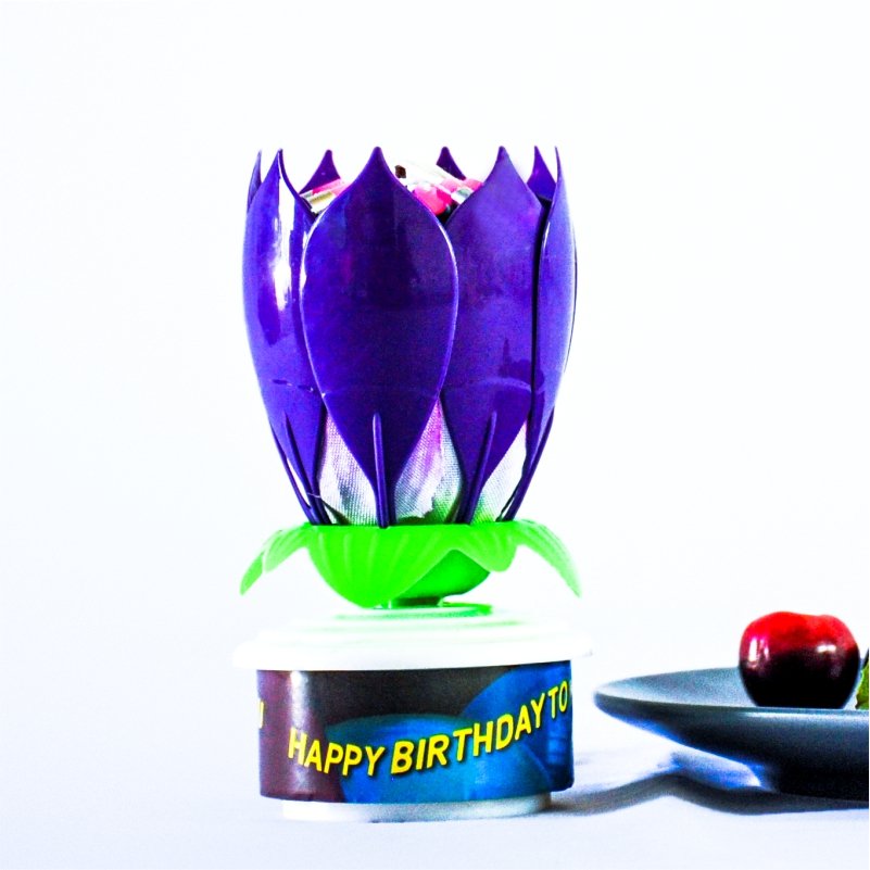 Creative Lotus Music Birthday Cake Spinning Candle OEM Children Birthday Party Spinning Lotus Candle Custom Decoration Supplies
