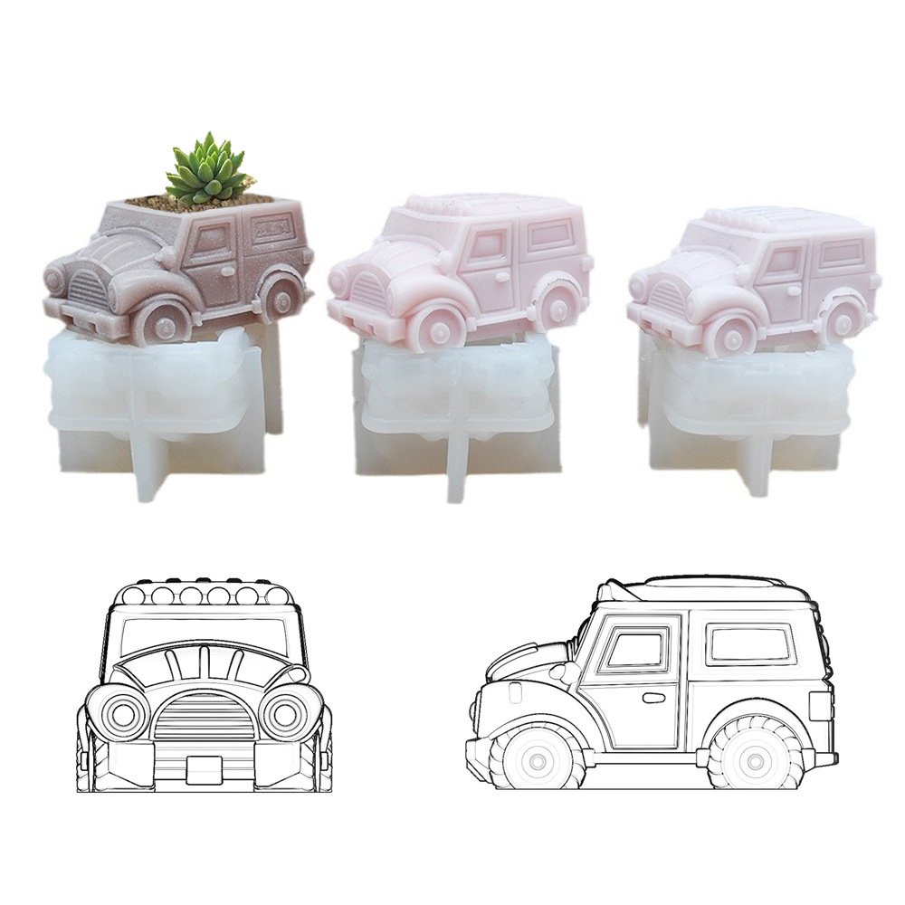 Early Riser DIY Silicone Candle Mold Vintage Car Aromatherapy Candle Creative Flower Pot Plaster Mold