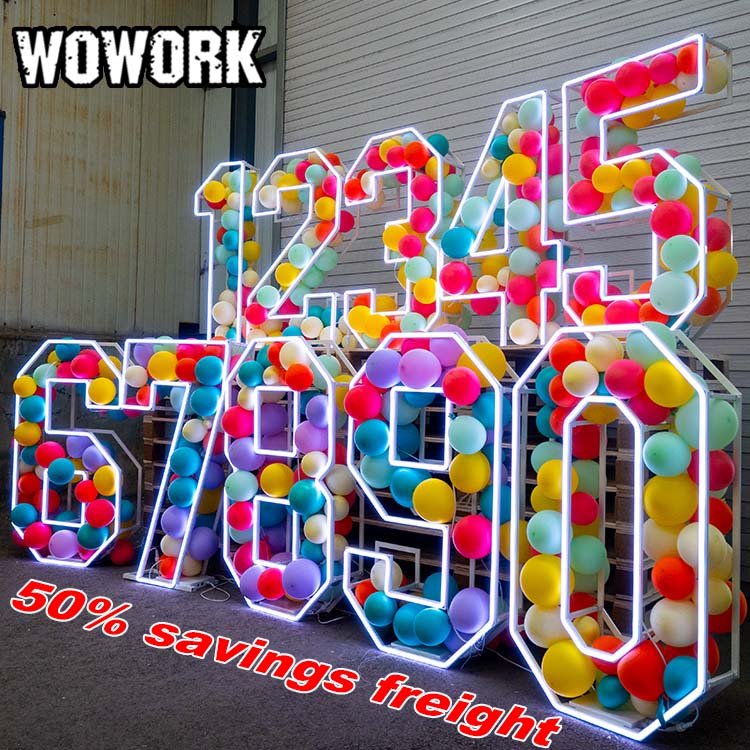 2024 WOWORK birthday party supplies led RGB event metal square Photo Booth arch frame background stand for wedding decoration