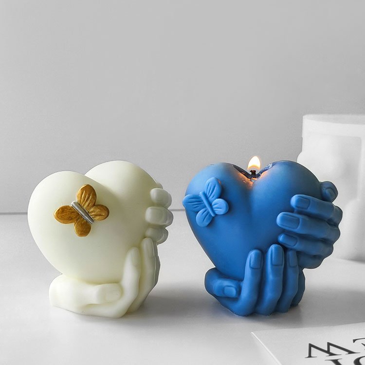 Hand Held Love Silicone Candle Molds Gypsum Ornaments Valentine's Day Decorations Casting Mould DIY Aromatherapy Candle Making