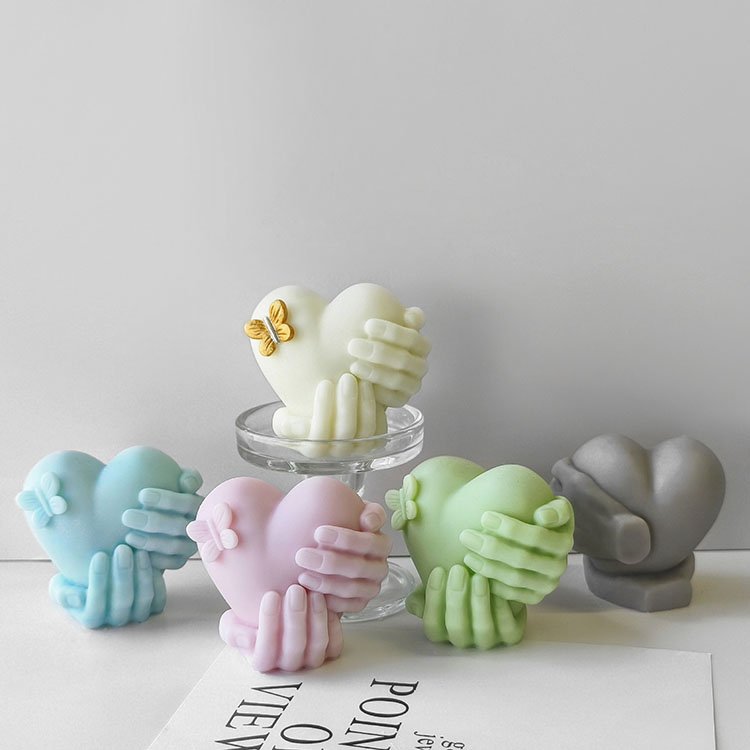 Hand Held Love Silicone Candle Molds Gypsum Ornaments Valentine's Day Decorations Casting Mould DIY Aromatherapy Candle Making