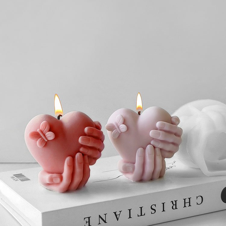 Hand Held Love Silicone Candle Molds Gypsum Ornaments Valentine's Day Decorations Casting Mould DIY Aromatherapy Candle Making