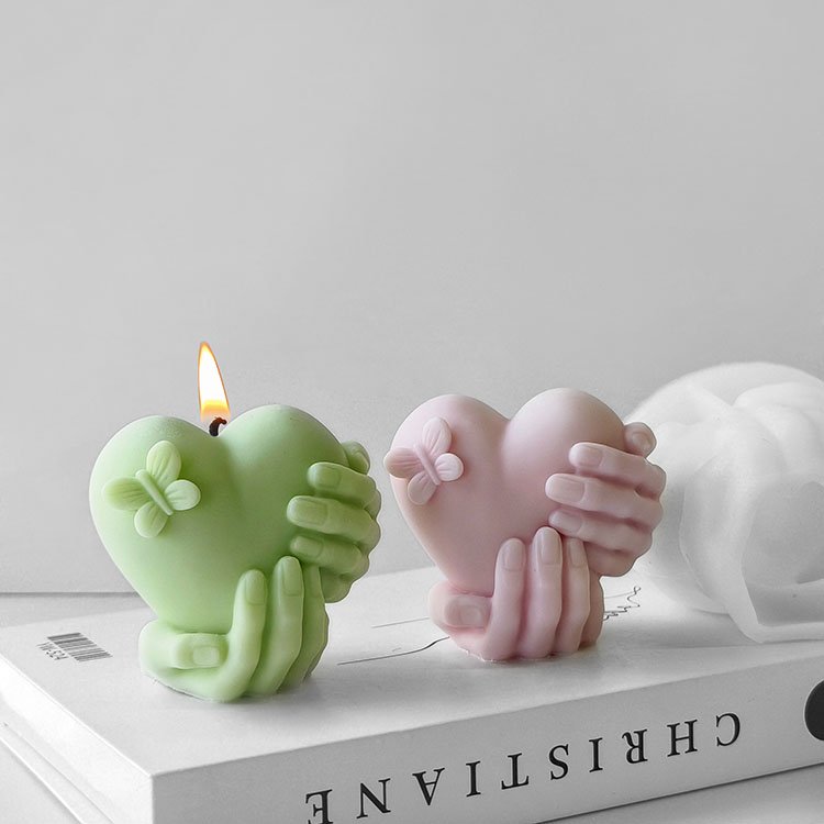 Hand Held Love Silicone Candle Molds Gypsum Ornaments Valentine's Day Decorations Casting Mould DIY Aromatherapy Candle Making