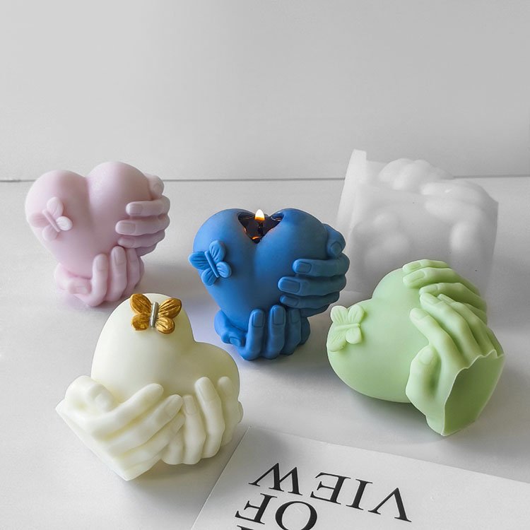 Hand Held Love Silicone Candle Molds Gypsum Ornaments Valentine's Day Decorations Casting Mould DIY Aromatherapy Candle Making
