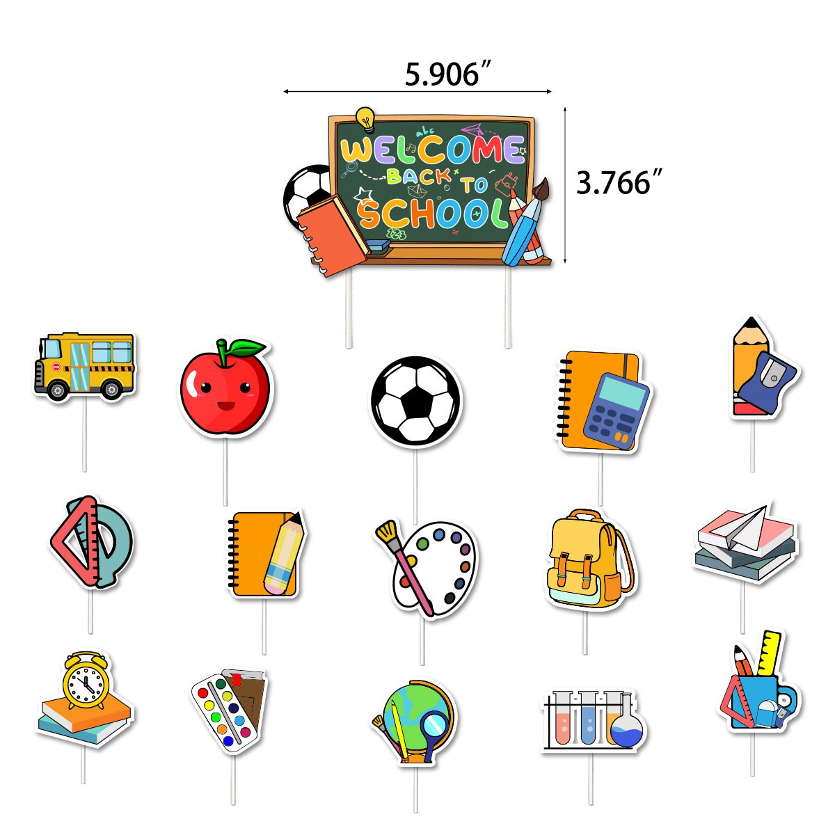 Back To School Theme Welcome Student Season Ceremony Party Decoration Banner Balloons Cake Topper Party Supplies Set