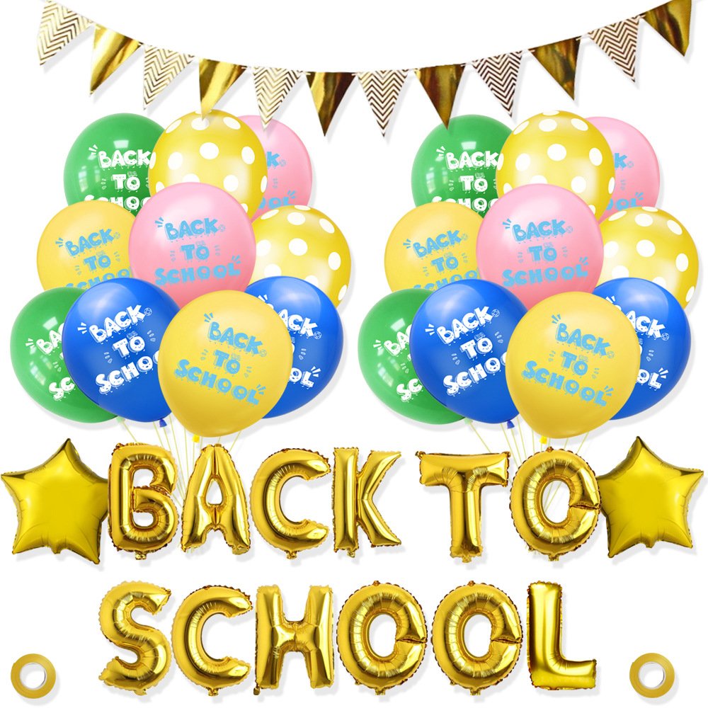 Back To School Theme Welcome Student Season Ceremony Party Decoration Banner Balloons Cake Topper Party Supplies Set