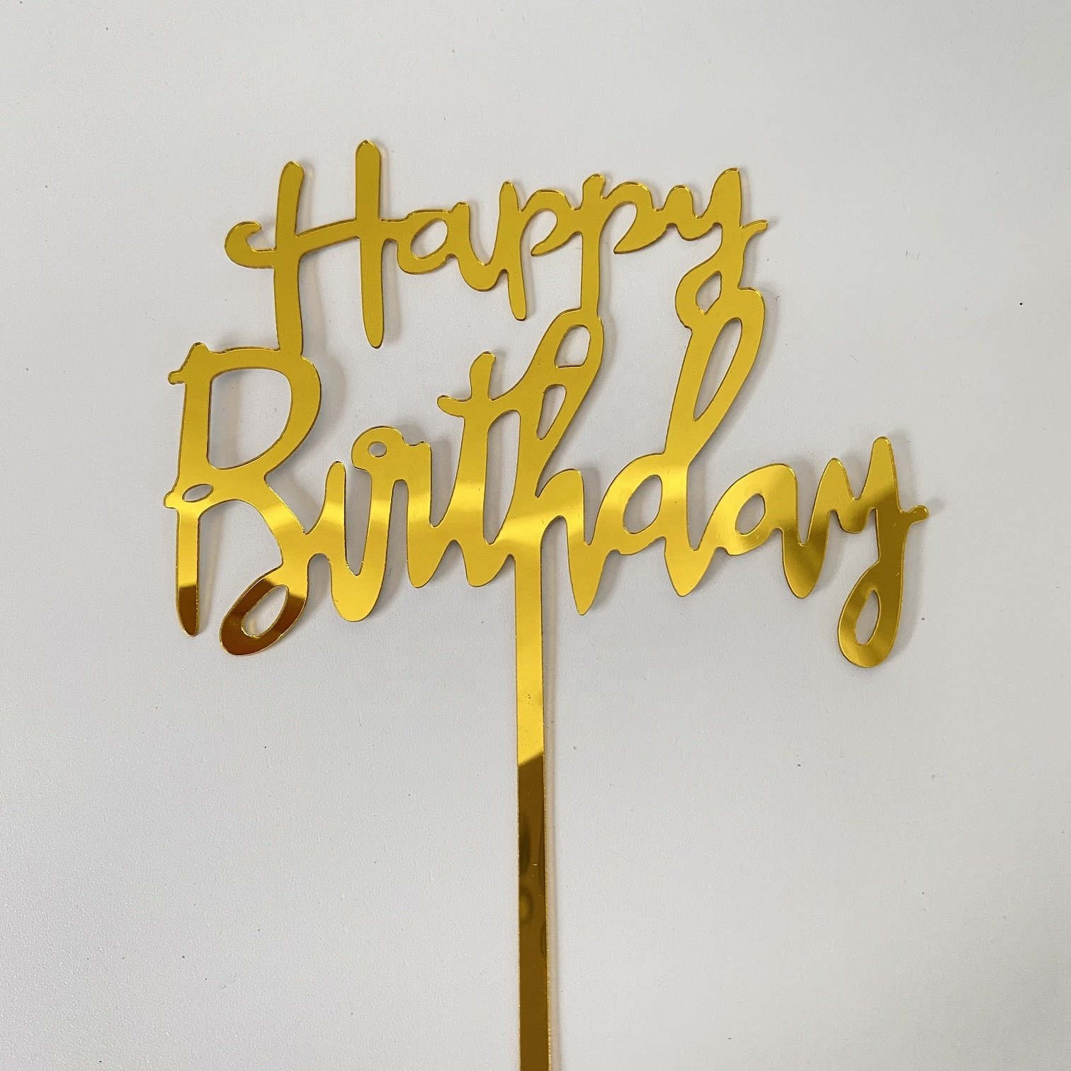 Cheap Birthday Cake Decoration Gold Acrylic Cake Topper Party Baking Decoration Supplies Happy Birthday Cake Decorating S