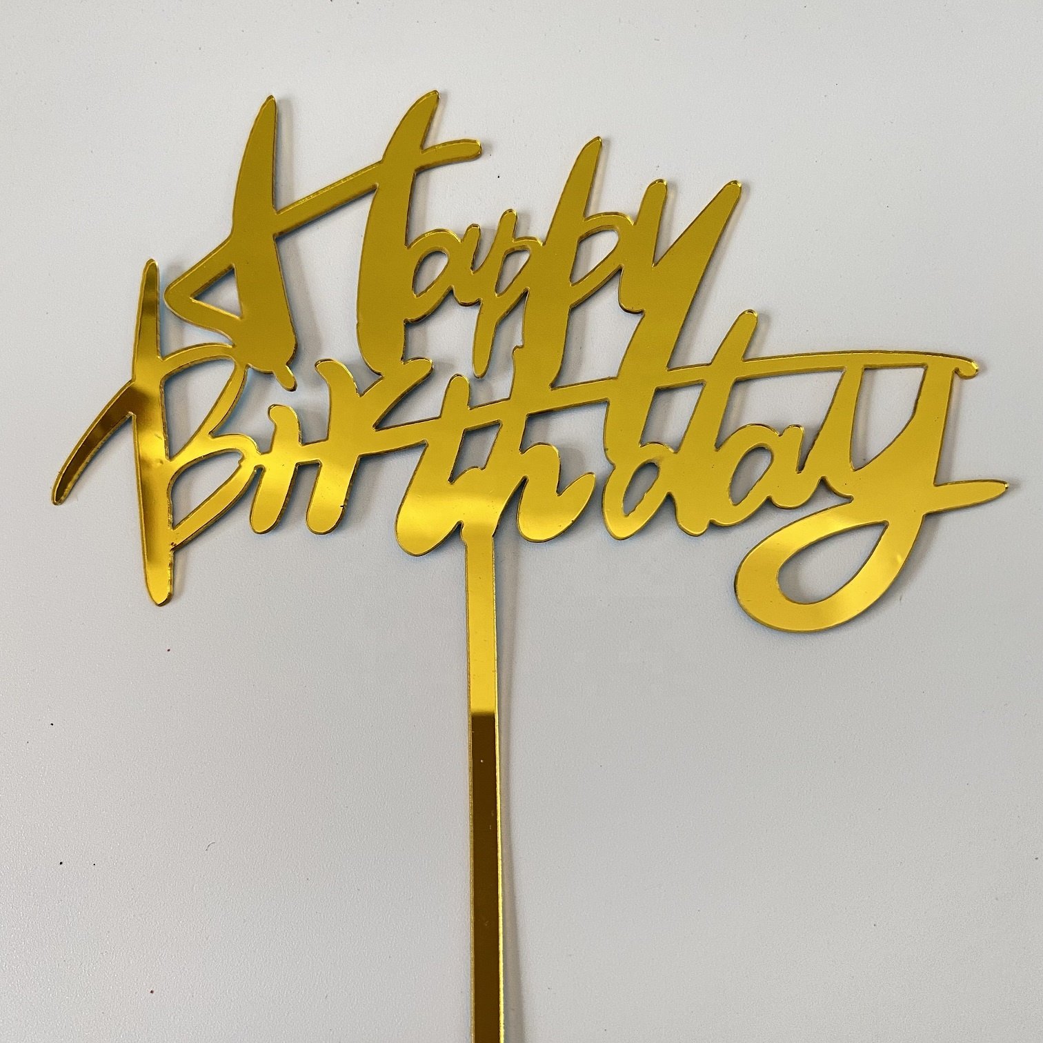 Cheap Birthday Cake Decoration Gold Acrylic Cake Topper Party Baking Decoration Supplies Happy Birthday Cake Decorating S