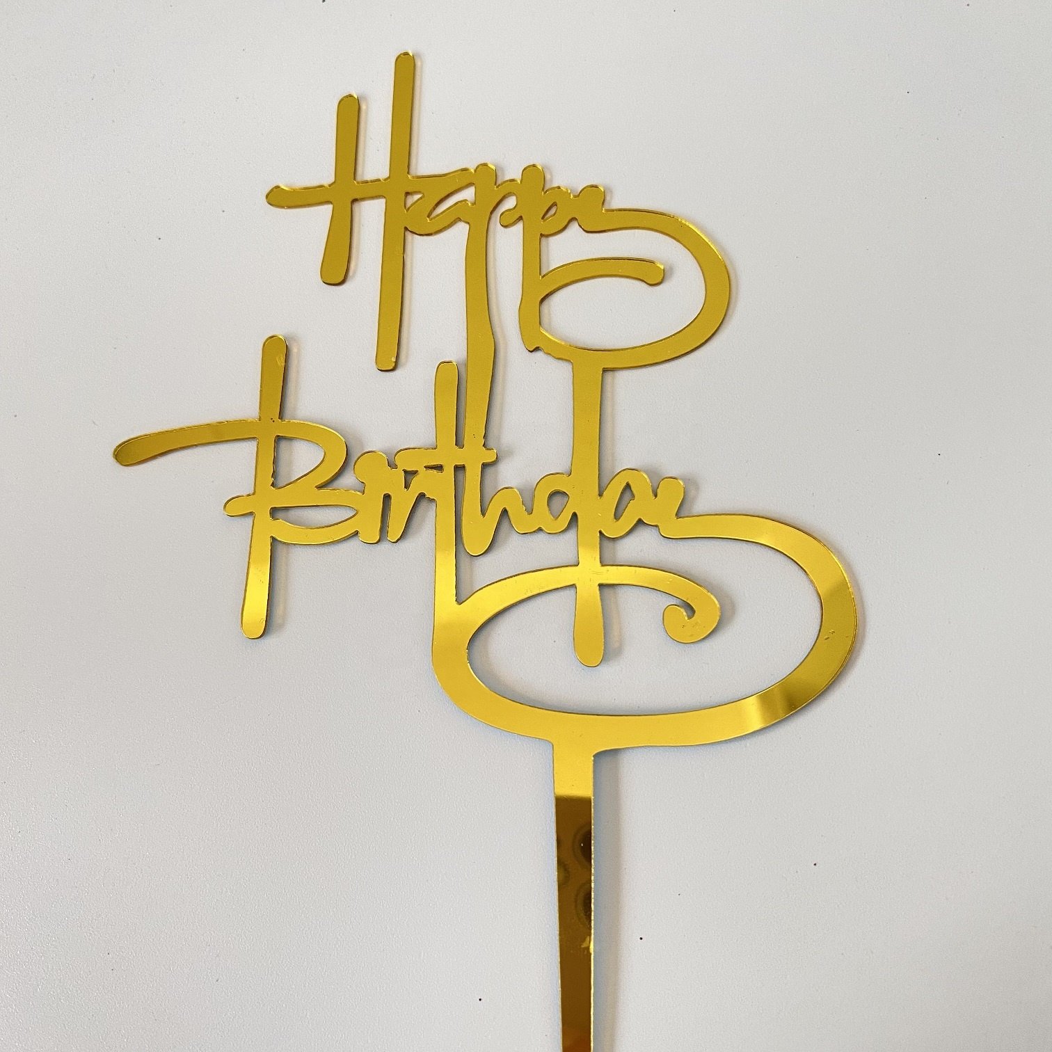 Cheap Birthday Cake Decoration Gold Acrylic Cake Topper Party Baking Decoration Supplies Happy Birthday Cake Decorating S