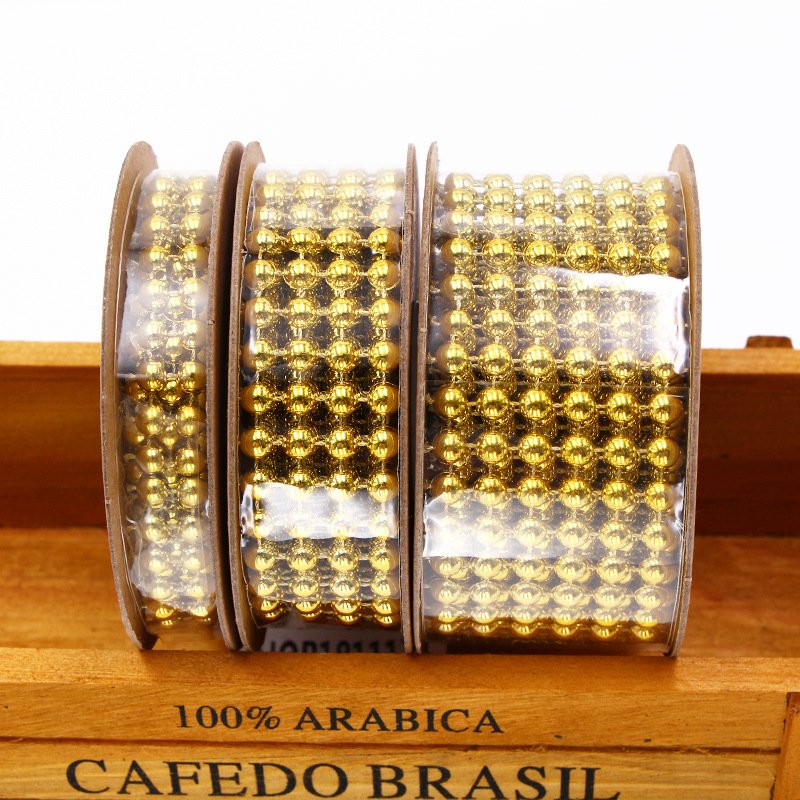 New Arrivals Gold Chain 40mm*2Yards ABS Semicircle Plastic Pearl Bead Chain for Cake Rim Wedding Birthday Party Cake Decoration