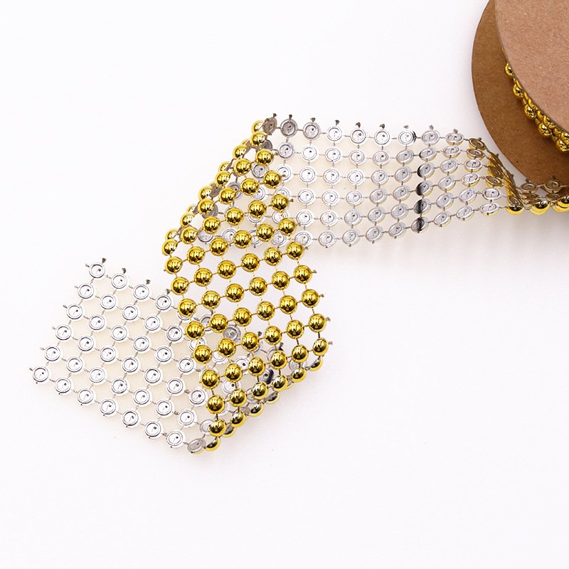 New Arrivals Gold Chain 40mm*2Yards ABS Semicircle Plastic Pearl Bead Chain for Cake Rim Wedding Birthday Party Cake Decoration