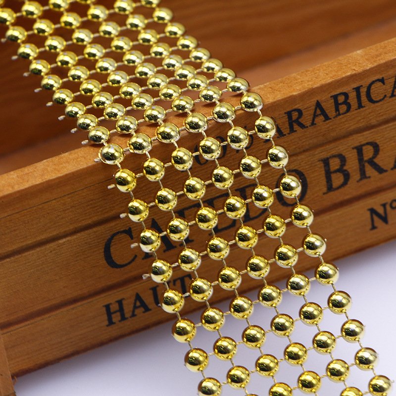 New Arrivals Gold Chain 40mm*2Yards ABS Semicircle Plastic Pearl Bead Chain for Cake Rim Wedding Birthday Party Cake Decoration