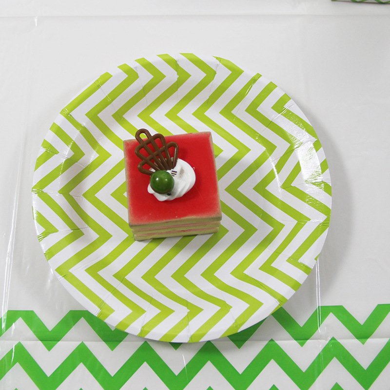 High Quality Colorful Streak Paper Plates Birthday Party Supplies Disposable Dessert Cake Decorations Paper Plate
