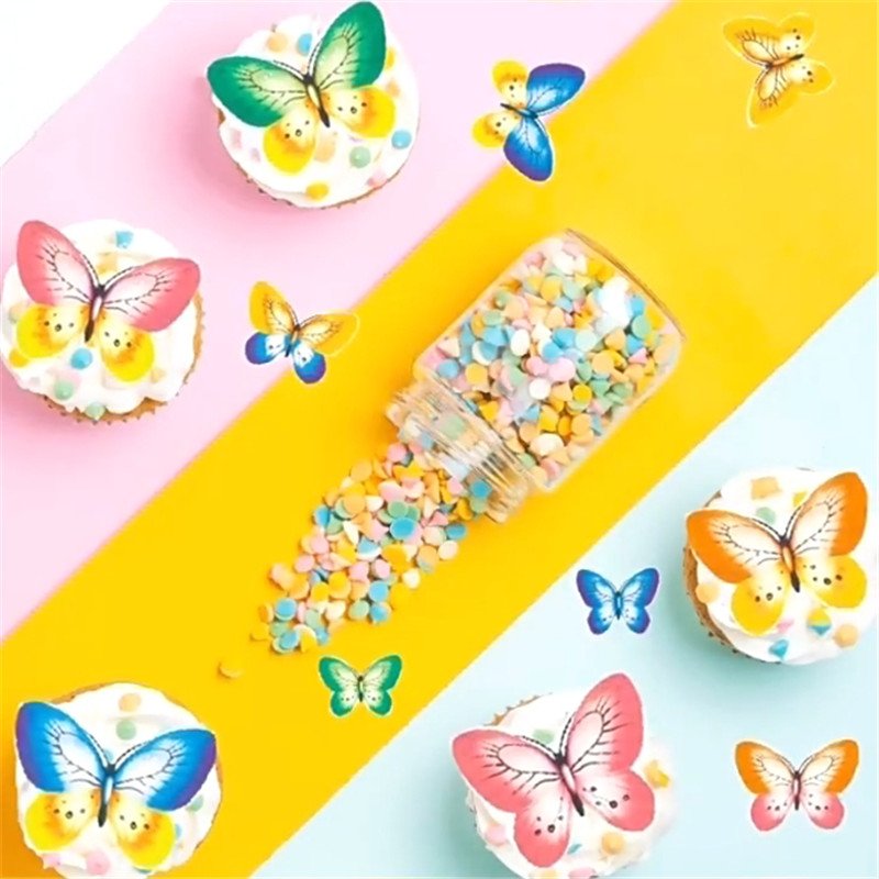 Wholesale Birthday Cake Decoration Glutinous RIce Paper Butterfly Set Edible Cake Topper Cake Decoration