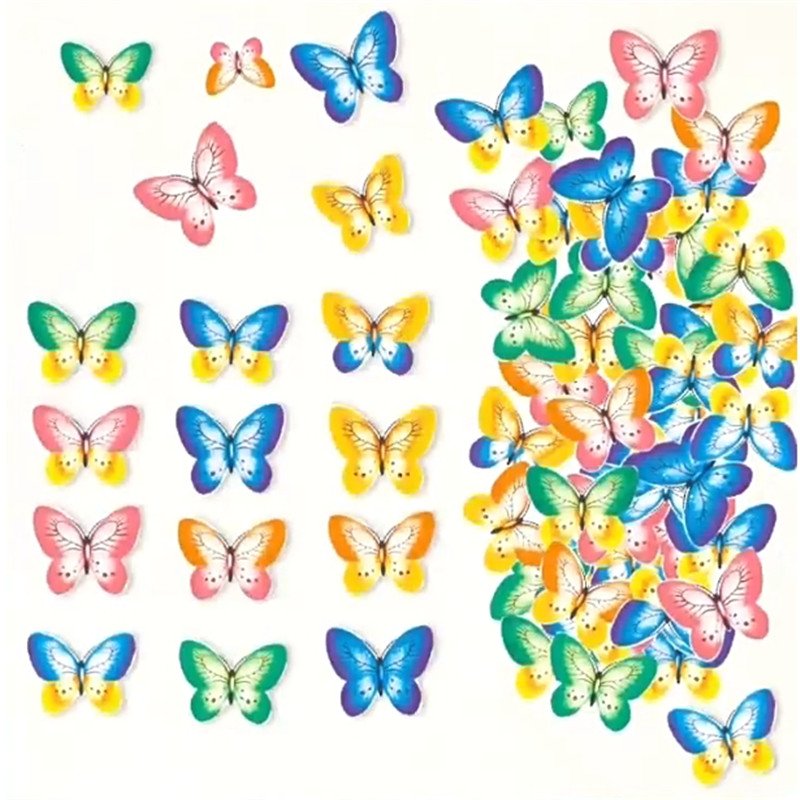 Wholesale Birthday Cake Decoration Glutinous RIce Paper Butterfly Set Edible Cake Topper Cake Decoration
