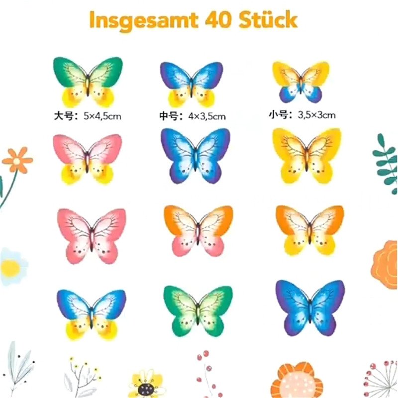 Wholesale Birthday Cake Decoration Glutinous RIce Paper Butterfly Set Edible Cake Topper Cake Decoration