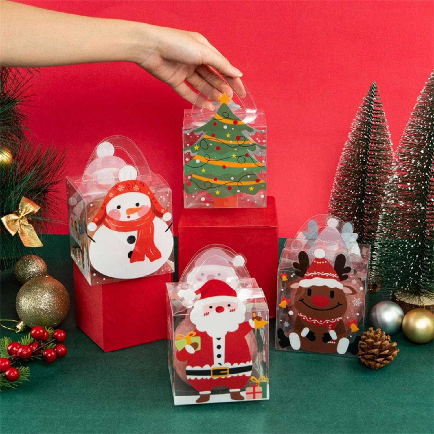 2022 New Design hotly sold Transparent Christmas Cookie Boxes Doughnut Gift Boxes Bakery Box For Party Supplies