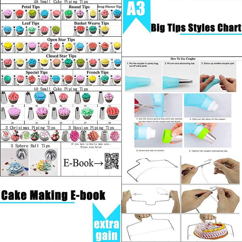 466pcs baking tools with Cake Turntable and baking pan Piping Bag set accessories Cake Decorating Supplies