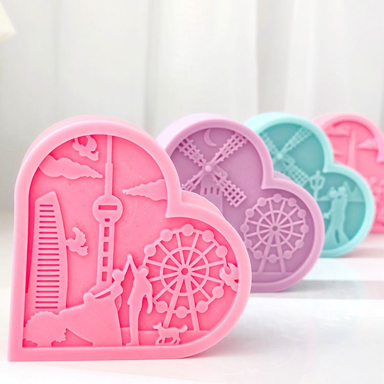Heart-Shaped Photo Frame Silicone Candle Molds Valentine's Day Gypsum Decorations Casting Mould DIY Aromatherapy Candle Making