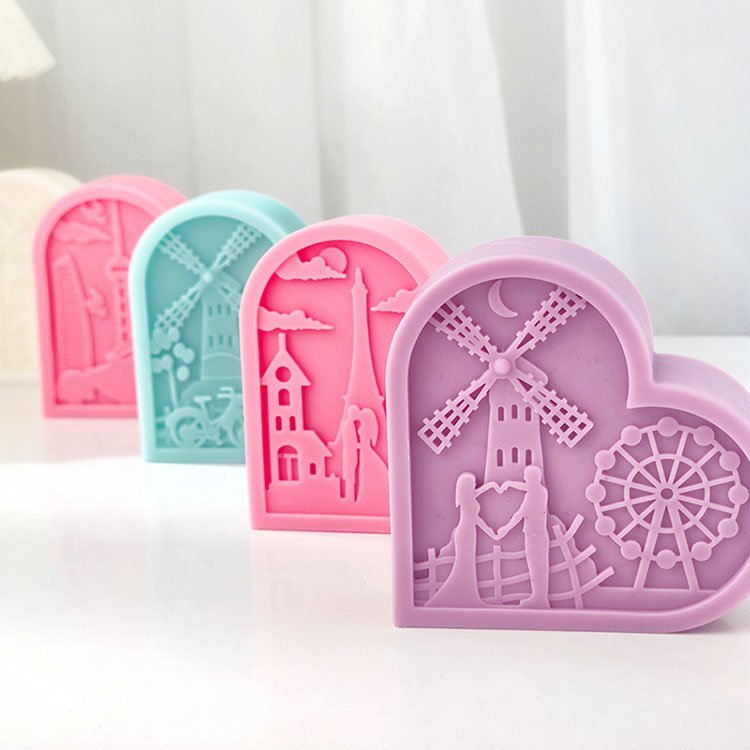Heart-Shaped Photo Frame Silicone Candle Molds Valentine's Day Gypsum Decorations Casting Mould DIY Aromatherapy Candle Making