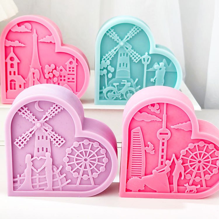 Heart-Shaped Photo Frame Silicone Candle Molds Valentine's Day Gypsum Decorations Casting Mould DIY Aromatherapy Candle Making