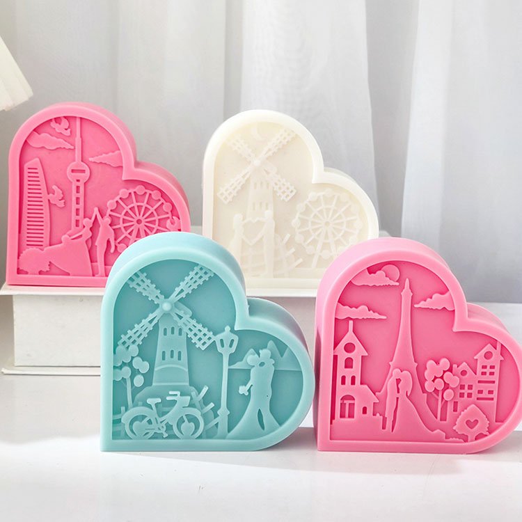 Heart-Shaped Photo Frame Silicone Candle Molds Valentine's Day Gypsum Decorations Casting Mould DIY Aromatherapy Candle Making