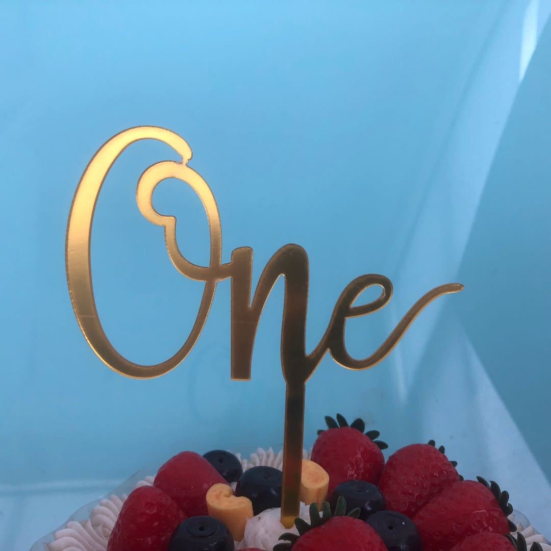 Acrylic One Cake Topper 1 St Birthday Party Cupcake Toppers Wedding Baby Shower Supplies Lovely DIY Baking Dessert Decorations