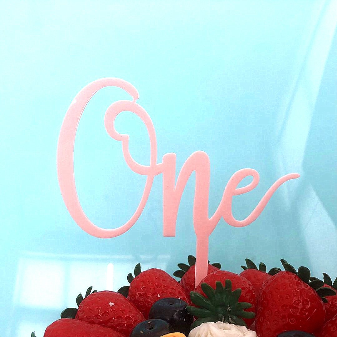 Acrylic One Cake Topper 1 St Birthday Party Cupcake Toppers Wedding Baby Shower Supplies Lovely DIY Baking Dessert Decorations