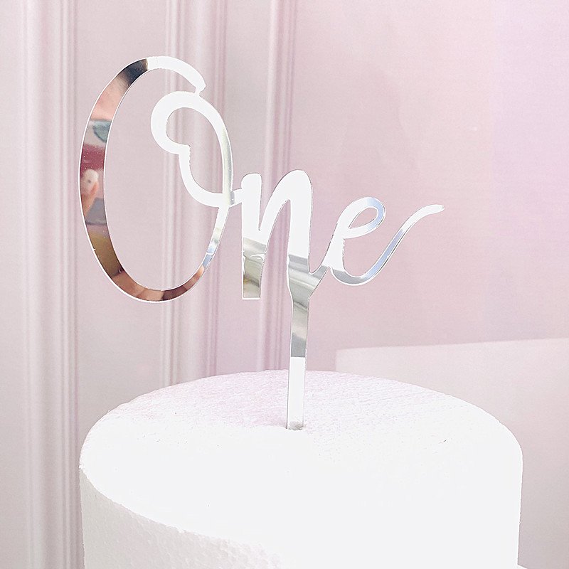 Acrylic One Cake Topper 1 St Birthday Party Cupcake Toppers Wedding Baby Shower Supplies Lovely DIY Baking Dessert Decorations