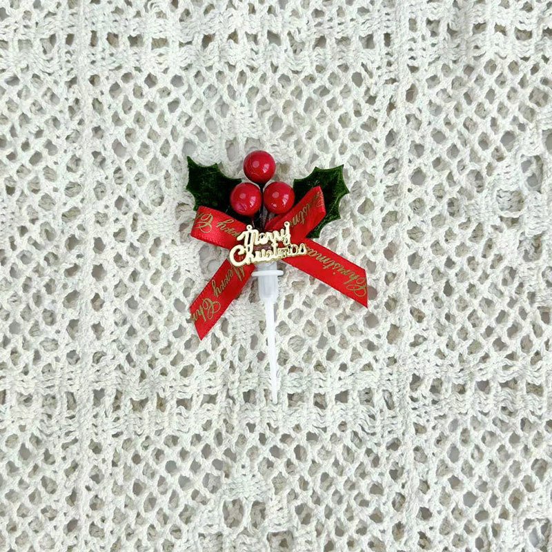 Christmas decoration manufacturers directly supply christmas grass circle leaf cake card party supplies christmas cake topper