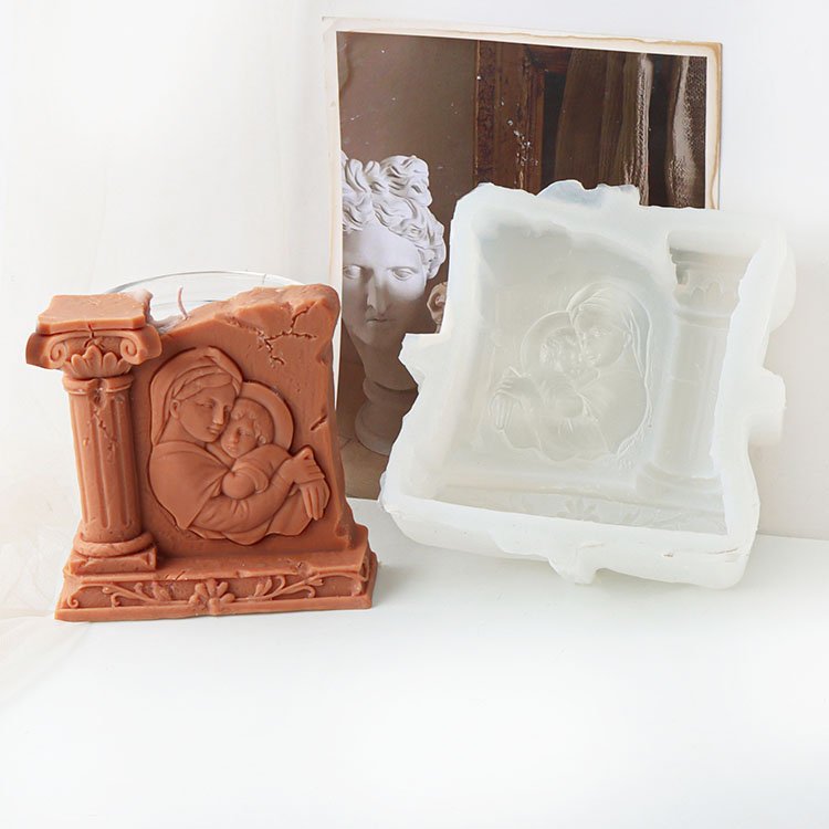 YS Angel Virgin Roman Pillar Silicone Candle Mold Gypsum Ornaments Home Decorations Casting Mould DIY Aromatherapy Candle Making