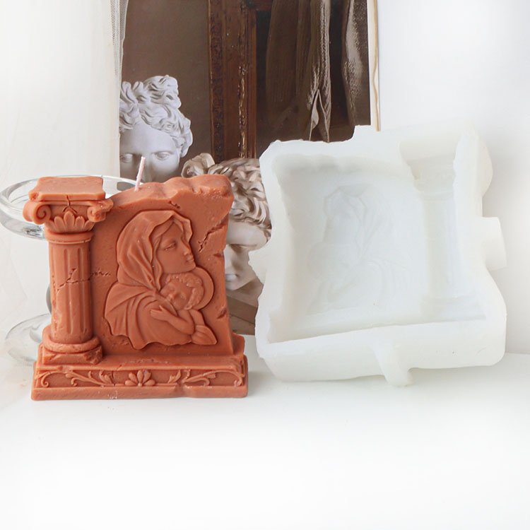 YS Angel Virgin Roman Pillar Silicone Candle Mold Gypsum Ornaments Home Decorations Casting Mould DIY Aromatherapy Candle Making