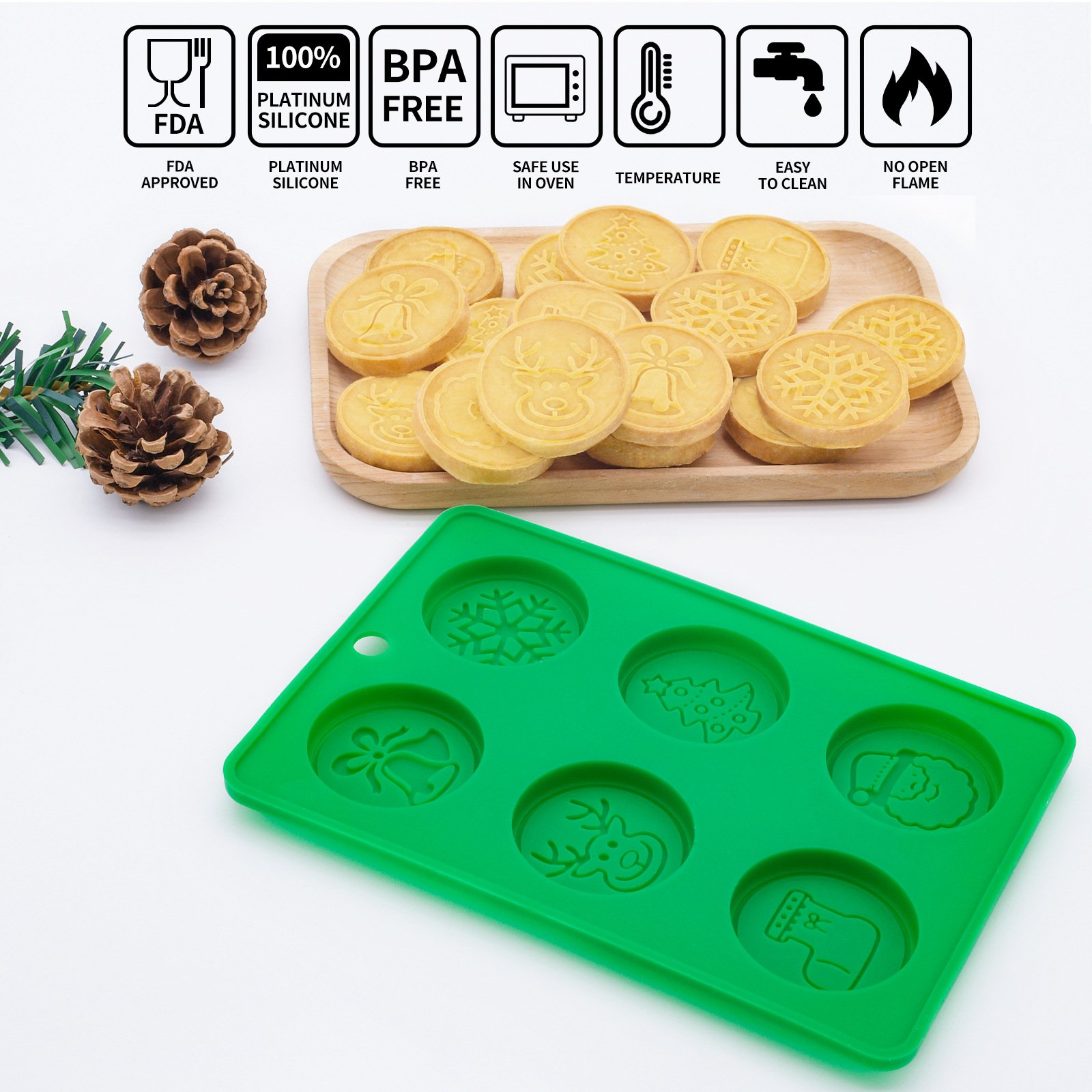 Silicone Chocolate Chip Cookie Mold Diy Cake Decorating Baking Supplies Santa Snowman Deer Silicone Baking Tool