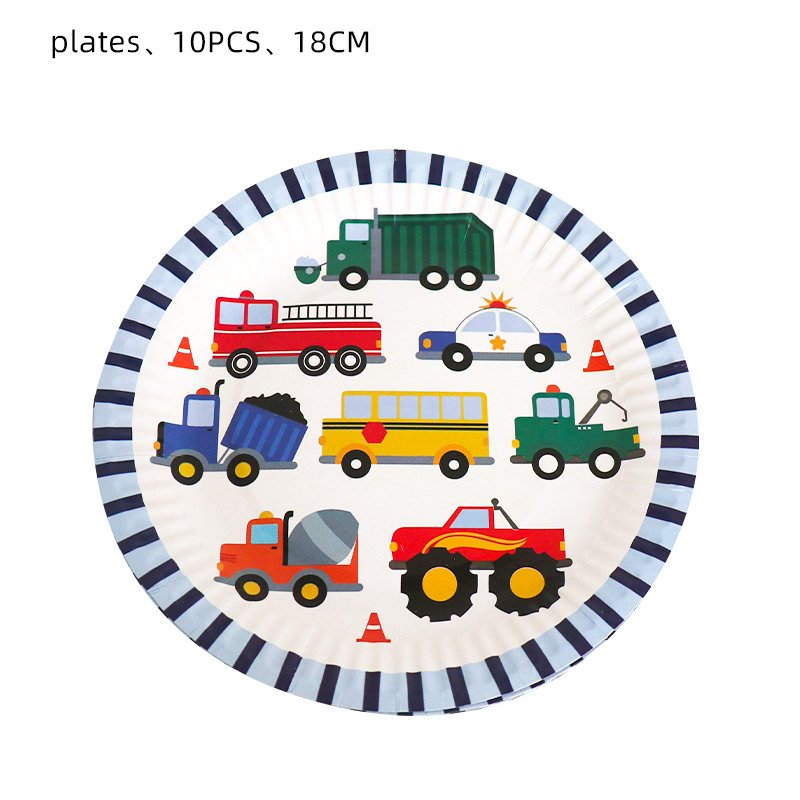 Engineering vehicle Birthday Party Decorations Supplies Disposable Tableware Set Party Supply