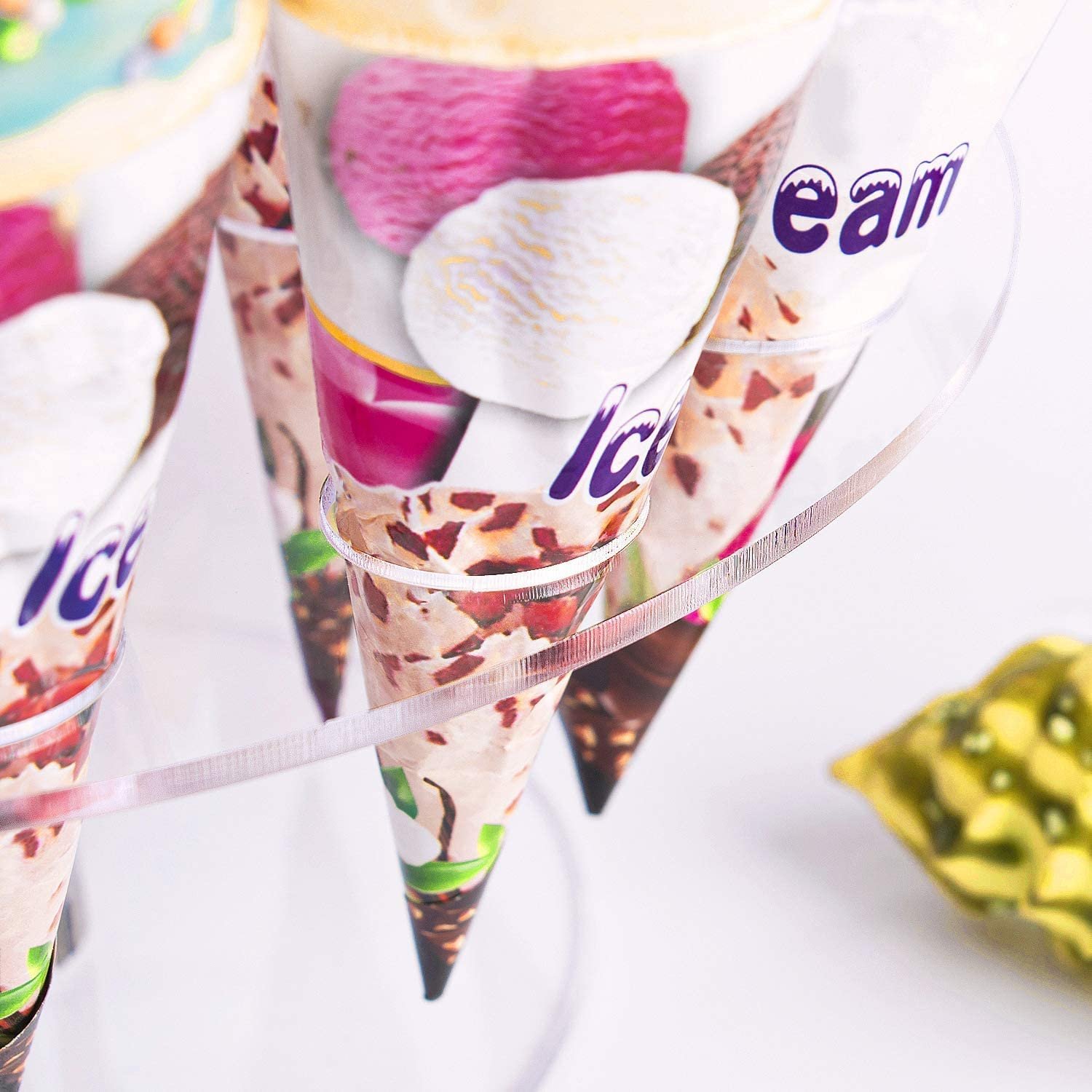 Factory wholesale 16 Holes Anniversaries Christmas Snack Tray Acrylic Ice Cream Cone Holder Stand for Weddings Baby Shower