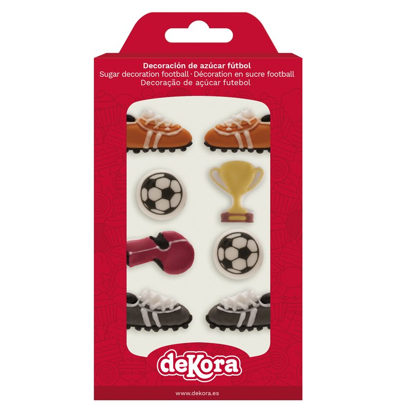 Dekora Brand Display Of 15 Blisters Edible Sugar Cake Decoration Football Shoes Whistle Design 2-3cm