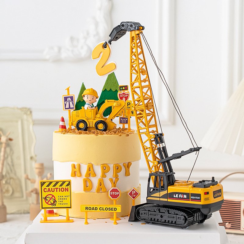 0-9 Birthday Tractor Truck Decor for Kids' 1st Christmas and Baby Shower Cakes Construction-Themed Cake Topper Set