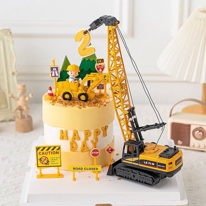0-9 Birthday Tractor Truck Decor for Kids' 1st Christmas and Baby Shower Cakes Construction-Themed Cake Topper Set