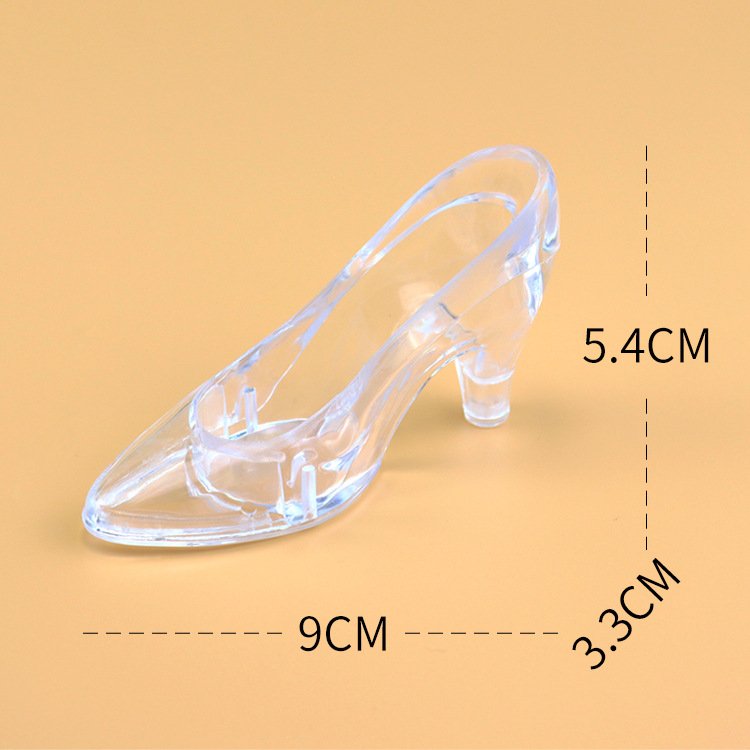 Cake toppers wholesale Plastic mini Glass Slipper Princess transparent high heels toy cake topper happy birthday decoration kids