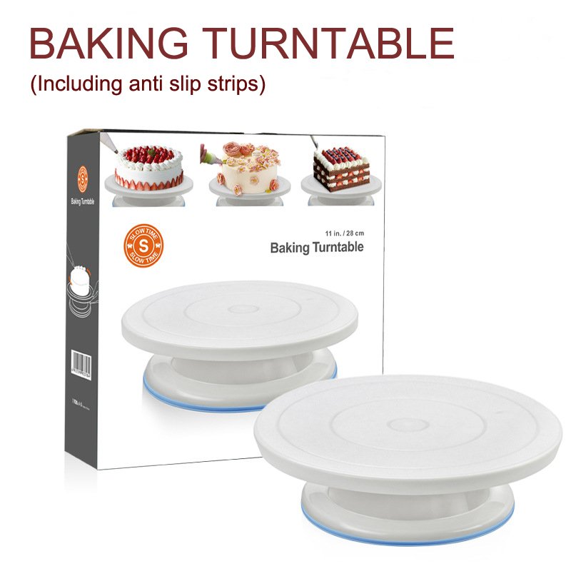 28cm Plastic Turntable Stand Cake Baking Supplies Plastic Cake Rotating Turntable Cake Decorating Stand Turntable