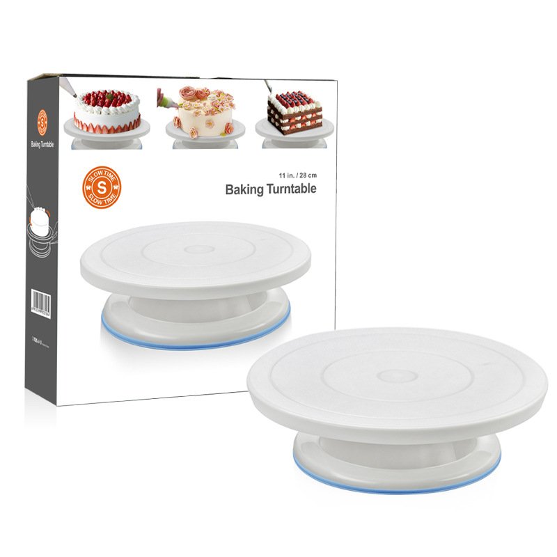28cm Plastic Turntable Stand Cake Baking Supplies Plastic Cake Rotating Turntable Cake Decorating Stand Turntable