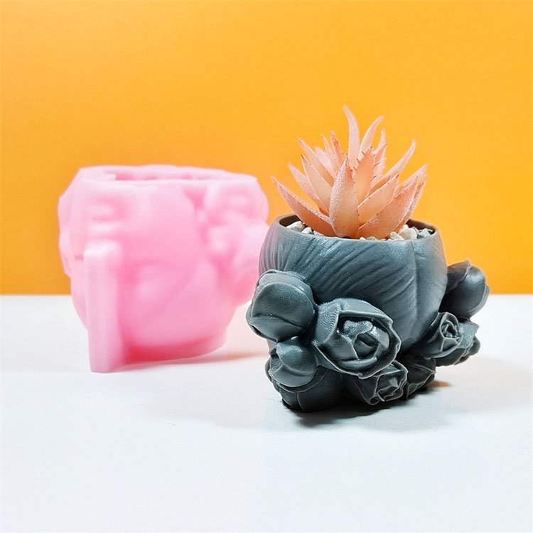 YS Short Hair Girl Silicone Flower Pot Molds Plant Potted Home Garden Decorations Casting Mould DIY Concrete Flower Pot Making