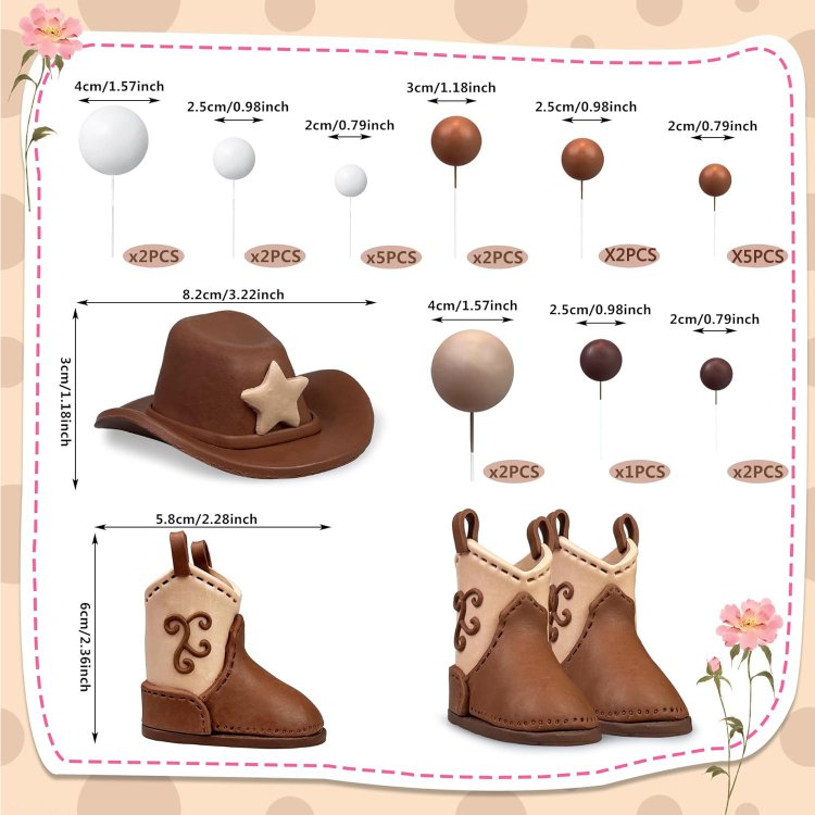 Cowboy Hat and Boot Cake Decorations Western Cowboy Birthday Baby Shower for Western Theme Party Favors Supplies