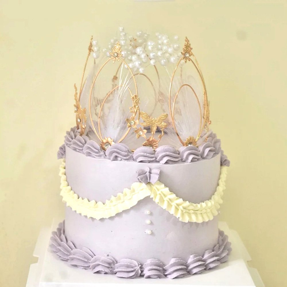 Girls birthday Tiara Dessert Table accessories Alloy Adult and children mesh Pearl Crown cake decoration pieces