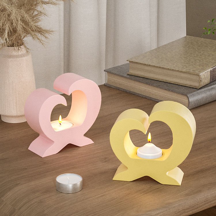 YS Heart Candle Holder Base Mold DIY Gypsum Plaster Cement Epoxy Resin Mold Candlestick Silicone Mold Ornament Decor